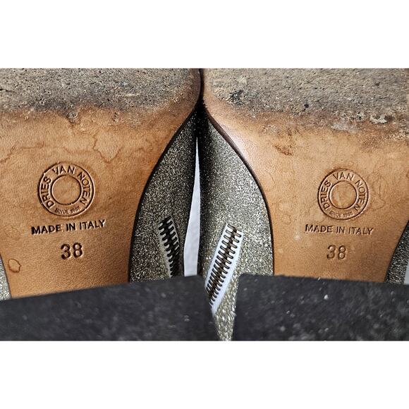 DRIES VAN NOTEN Runway moda operandi silver glitter boots $725 I-38 US-7 1/2 7.5 - Picture 14 of 16